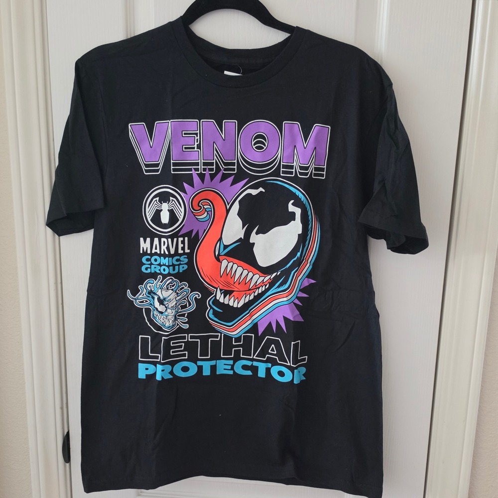 Marvel Venom Lethal Protector Graphic T-Shirt Mens Medium Black Retro Comic Tee